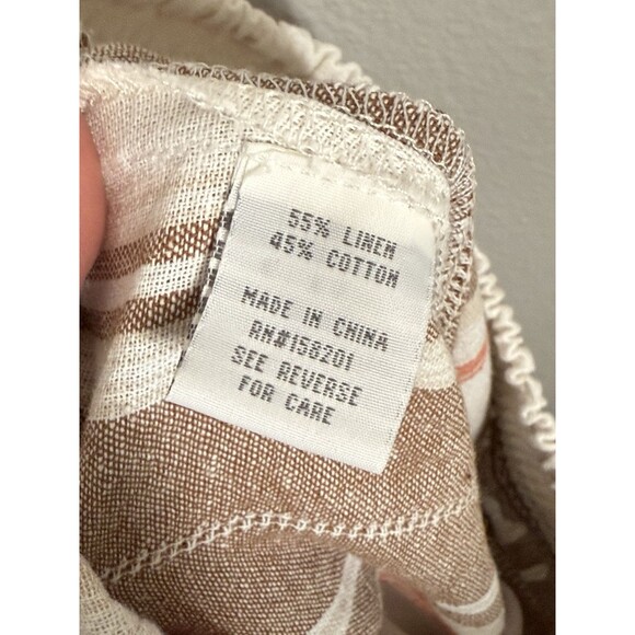 Cali 1850 Linen Cotton Pants Brown Cream Striped Slit Legs‎ Size S Beachy Boho - Picture 15 of 16